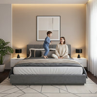 Letto Contenitore Tröstiar con Luce LED Letto Matrimoniale con Materasso 180x200 cm Antracite [en.casa]