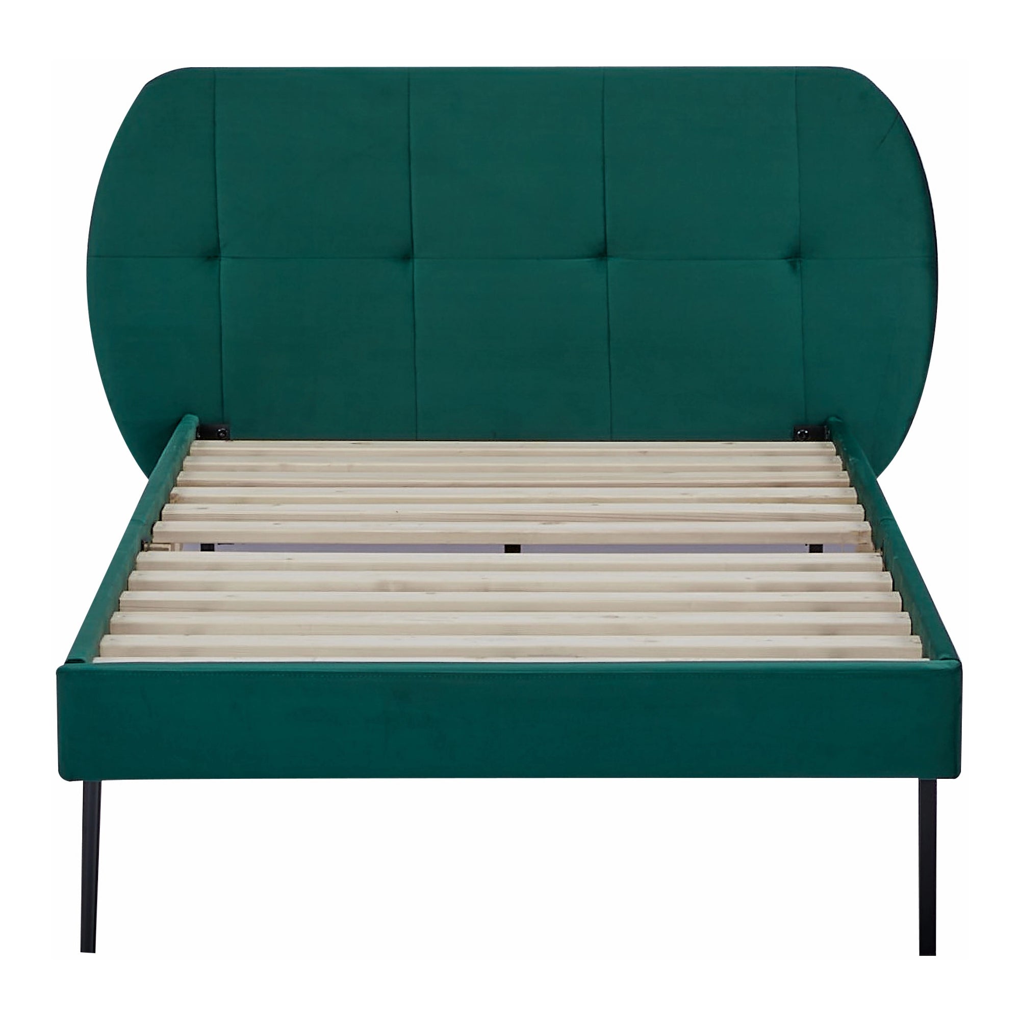 Letto Singolo Porvoo 90x200 cm Testiera Imbottita Rivestimento in Velluto - Verde Scuro [en.casa]