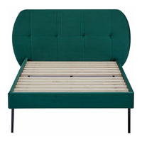 Letto Singolo Porvoo 90x200 cm Testiera Imbottita Rivestimento in Velluto - Verde Scuro [en.casa]