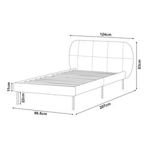 Letto Singolo Porvoo con Testiera e Materasso 90x200 cm Rivestimento in Velluto - Beige [en.casa]