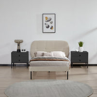 Letto Singolo Porvoo con Testiera e Materasso 90x200 cm Rivestimento in Velluto - Beige [en.casa]