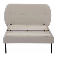 Letto Singolo Porvoo con Testiera e Materasso 90x200 cm Rivestimento in Velluto - Beige [en.casa]