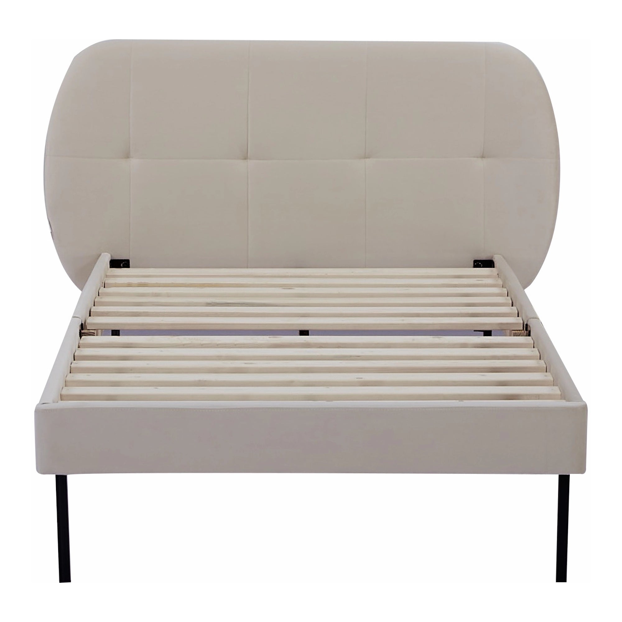 Letto Singolo Porvoo con Testiera e Materasso 90x200 cm Rivestimento in Velluto - Beige [en.casa]