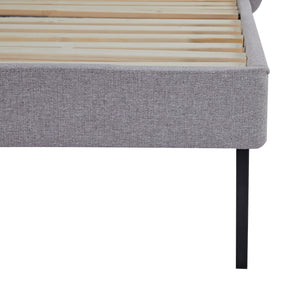 Letto Matrimoniale Porvoo 160x200 cm Testiera Imbottita Rivestimento in Tessuto - Grigio [en.casa]