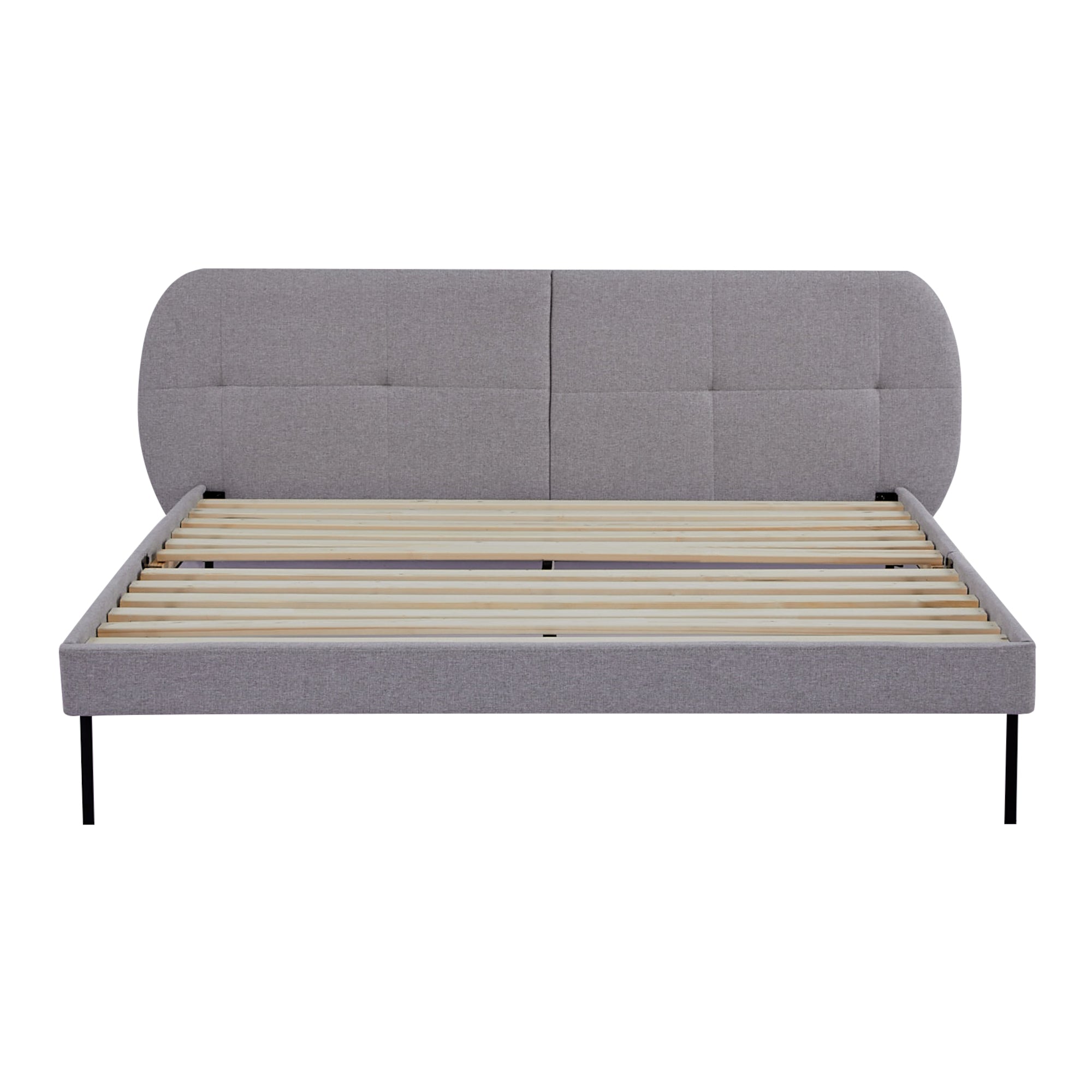 Letto Matrimoniale Porvoo 160x200 cm Testiera Imbottita Rivestimento in Tessuto - Grigio [en.casa]