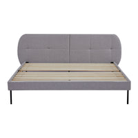 Letto Matrimoniale Porvoo 160x200 cm Testiera Imbottita Rivestimento in Tessuto - Grigio [en.casa]