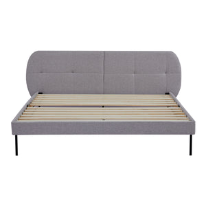 Letto Matrimoniale Porvoo 160x200 cm Testiera Imbottita Rivestimento in Tessuto - Grigio [en.casa]