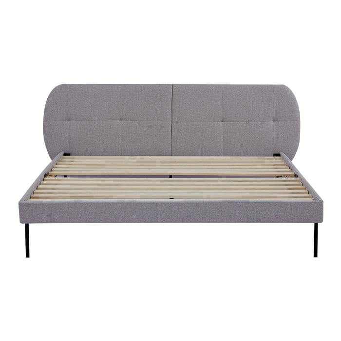 Letto Matrimoniale Porvoo 160x200 cm Testiera Imbottita Rivestimento in Tessuto - Grigio [en.casa]