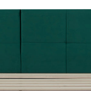 Letto Matrimoniale Porvoo 160x200 cm Testiera Imbottita Rivestimento in Velluto - Verde Scuro [en.casa]