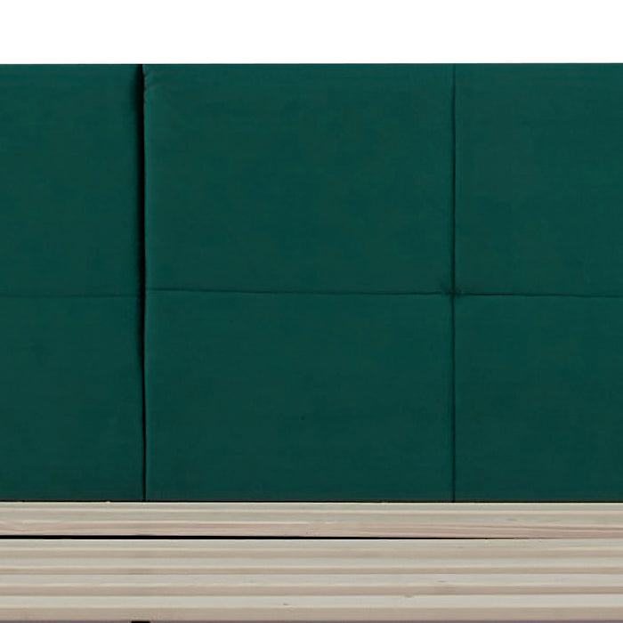 Letto Matrimoniale Porvoo 160x200 cm Testiera Imbottita Rivestimento in Velluto - Verde Scuro [en.casa]
