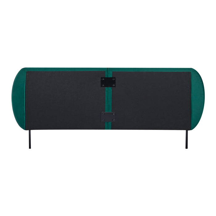 Letto Matrimoniale Porvoo 160x200 cm Testiera Imbottita Rivestimento in Velluto - Verde Scuro [en.casa]