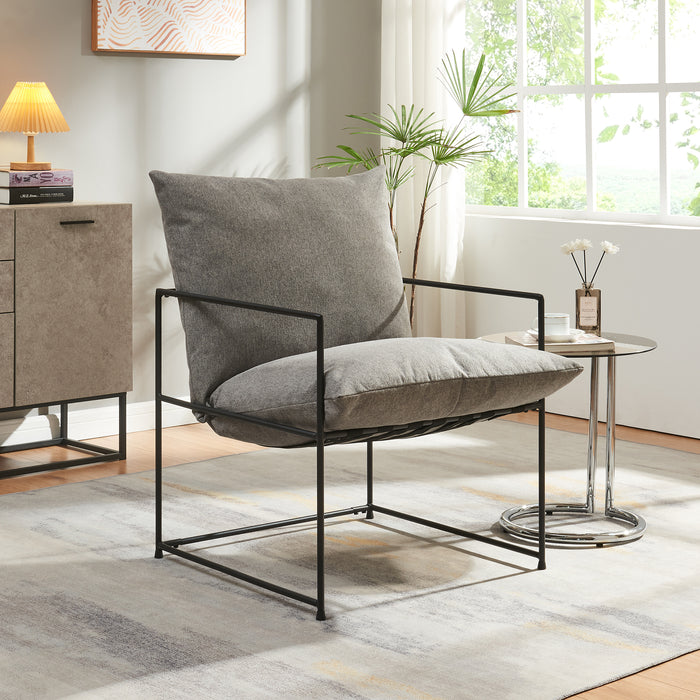 Poltrona Utsjoki con Cuscino Imbottito Sedia Relax 90 x 61 x 70 cm Nero / Grigio Scuro [en.casa]