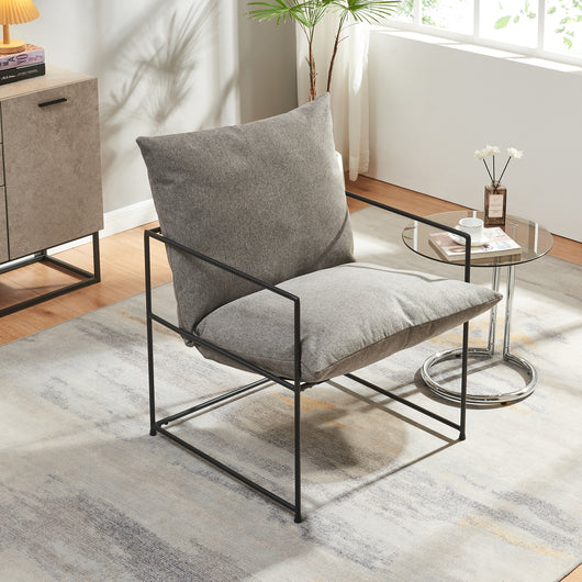 Poltrona Utsjoki con Cuscino Imbottito Sedia Relax 90 x 61 x 70 cm Nero / Grigio Scuro [en.casa]