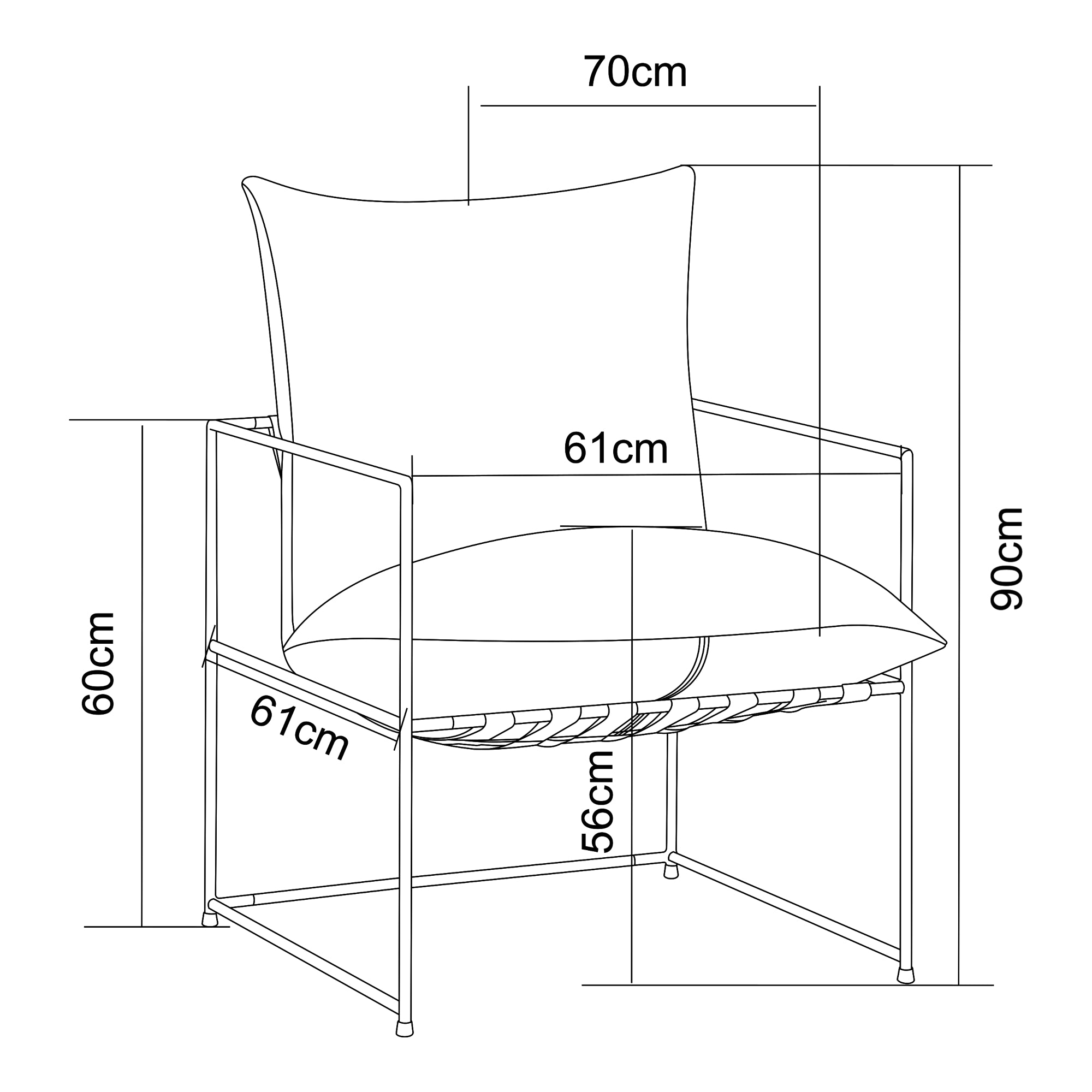 Poltrona Utsjoki con Cuscino Imbottito Sedia Relax 90 x 61 x 70 cm Nero / Grigio Scuro [en.casa]