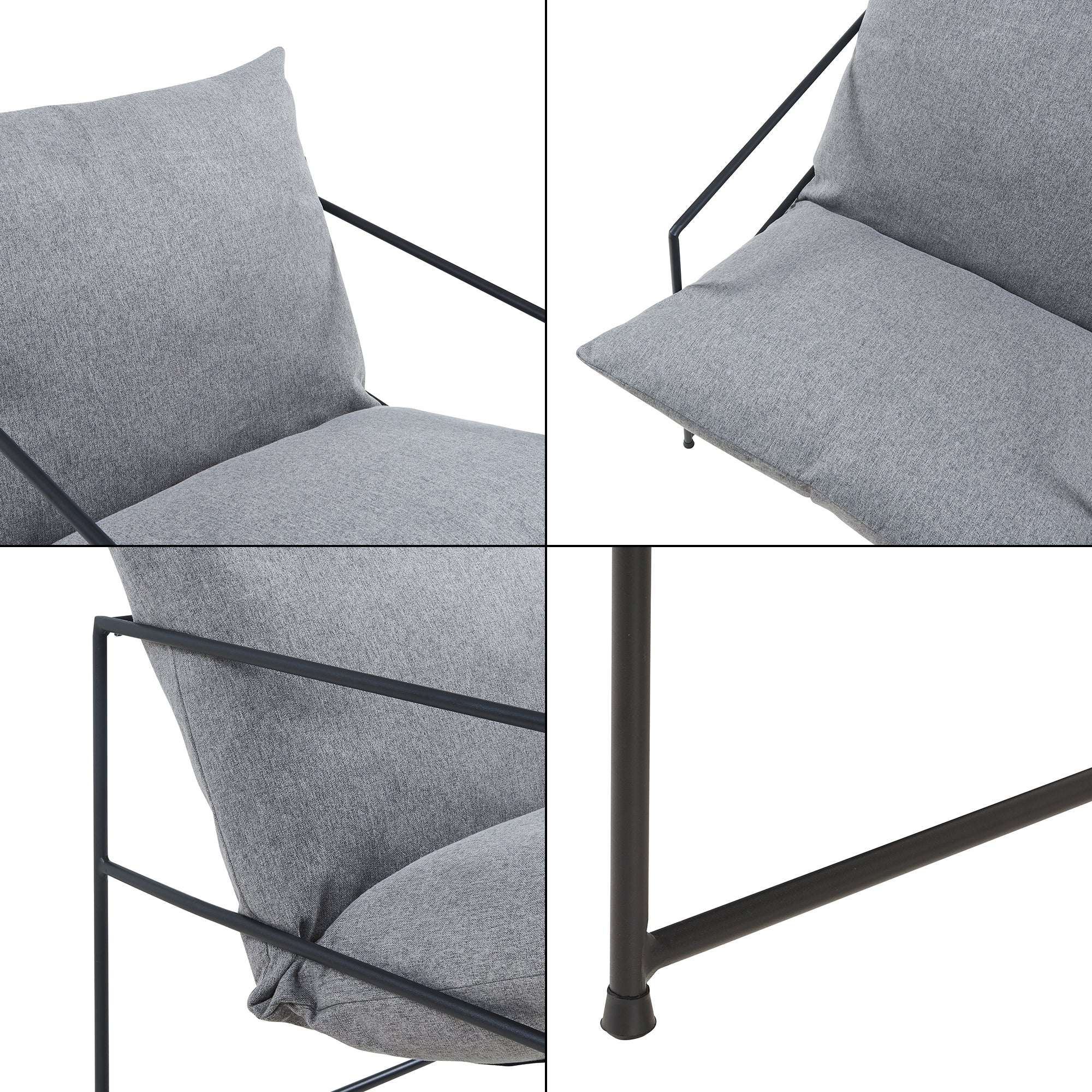 Poltrona Utsjoki con Cuscino Imbottito Sedia Relax 90 x 61 x 70 cm Nero / Grigio Scuro [en.casa]