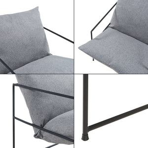 Poltrona Utsjoki con Cuscino Imbottito Sedia Relax 90 x 61 x 70 cm Nero / Grigio Scuro [en.casa]