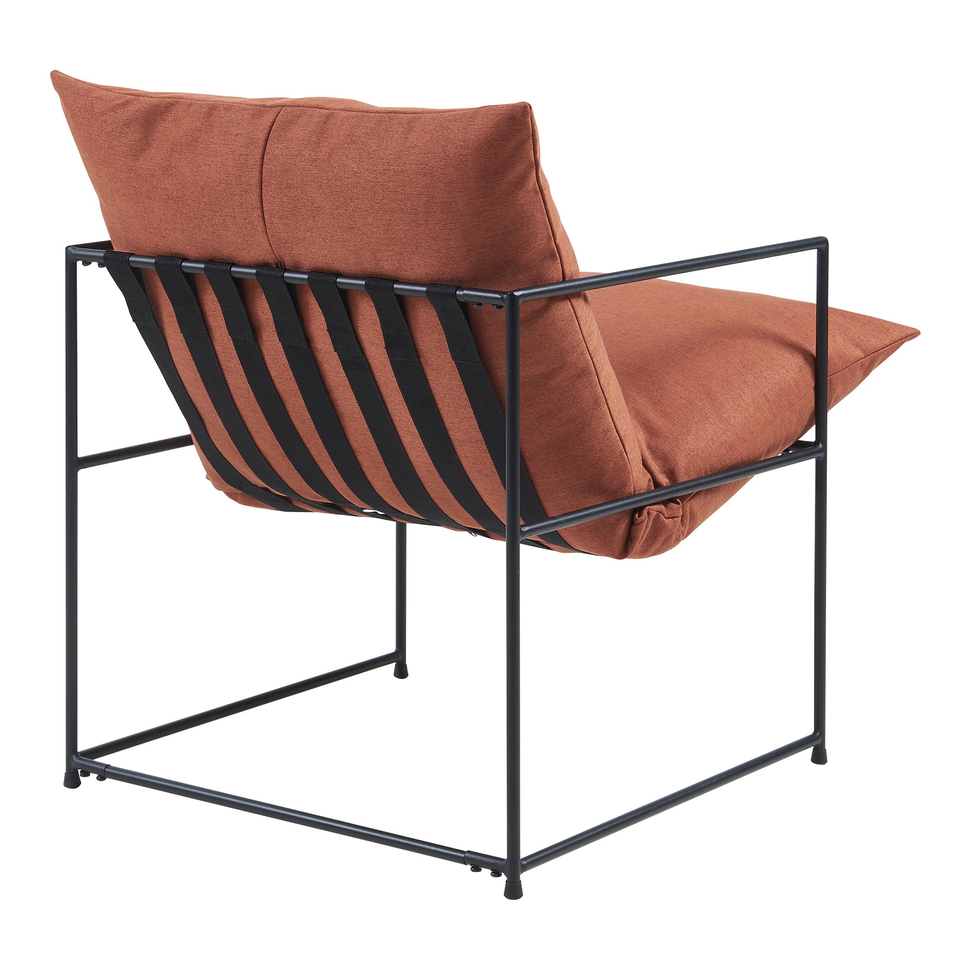 Poltrona Utsjoki con Cuscino Imbottito Sedia Relax 90 x 61 x 70 cm Nero / Arancione [en.casa]
