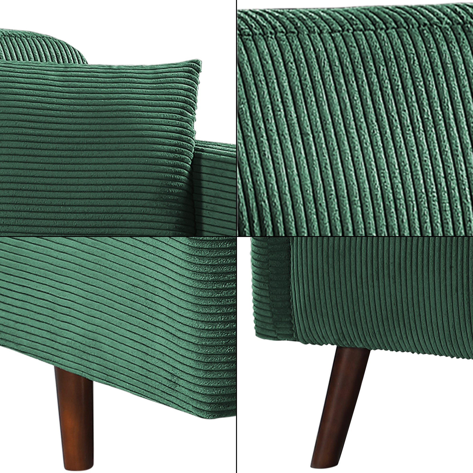 Divano Midt a 2 Posti in Velluto a Corde con Braccioli e 2 Cuscini - Verde [en.casa]