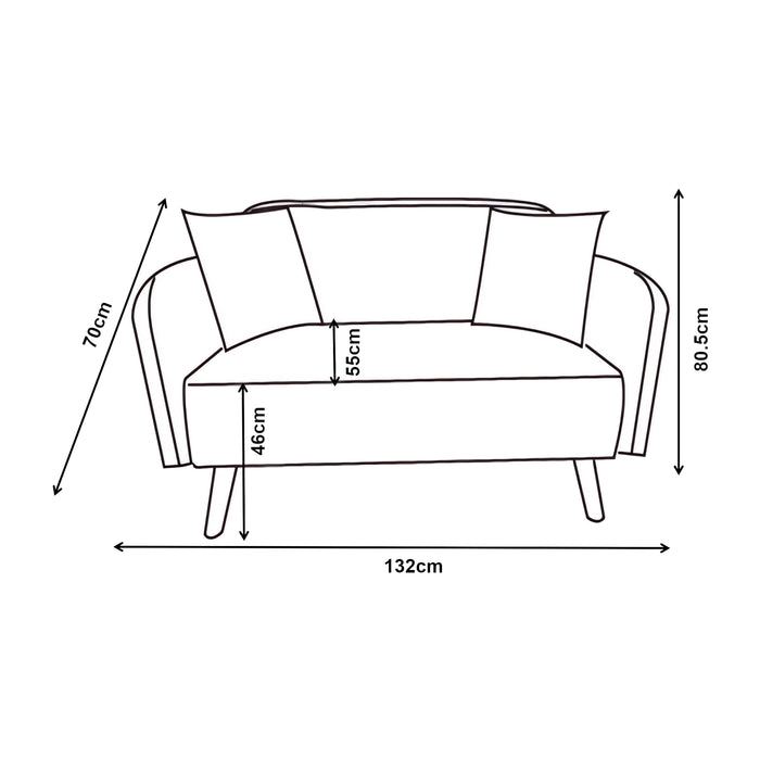 Divano Midt a 2 Posti in Velluto a Corde con Braccioli e 2 Cuscini - Blu [en.casa]