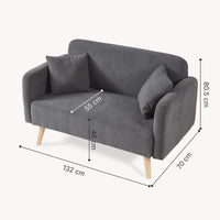 Divano Midt a 2 Posti in Velluto a Corde con Braccioli e 2 Cuscini - Grigio [en.casa]