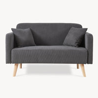 Divano Midt a 2 Posti in Velluto a Corde con Braccioli e 2 Cuscini - Grigio [en.casa]