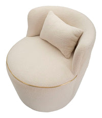 Poltrona elegante in tessuto crema e oro con cuscino 63x68x69 cm Iceland