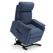 Poltrona relax elettrica Denver per anziani, 2 motori, 4 ruote, reclinazione e alzapersona, sponde estraibili, doppia pediera estensibile, colore Blu
