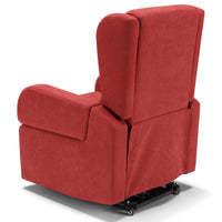 Poltrona relax elettrica Bilbao per anziani, 2 motori, 2 ruote, reclinazione e alzapersona, Kit Batteria, braccioli estrabili, doppia pediera, colore Rosso