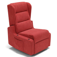 Poltrona relax elettrica Bilbao per anziani, 2 motori, 2 ruote, reclinazione e alzapersona, Kit Batteria, braccioli estrabili, doppia pediera, colore Rosso