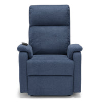 Poltrona relax elettrica Denver per anziani, 2 motori, 2 ruote, reclinazione e alzapersona, sponde estraibili, doppia pediera estensibile, colore Blu