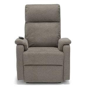 Poltrona relax elettrica Denver per anziani, 2 motori, 2 ruote, reclinazione e alzapersona, sponde estraibili, doppia pediera estensibile, colore Fango