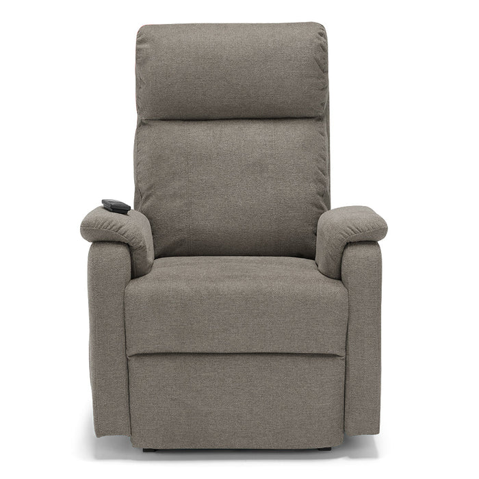 Poltrona relax elettrica Denver per anziani, 2 motori, 2 ruote, reclinazione e alzapersona, sponde estraibili, doppia pediera estensibile, colore Fango