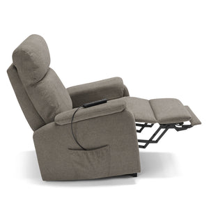 Poltrona relax elettrica Denver per anziani, 2 motori, 2 ruote, reclinazione e alzapersona, sponde estraibili, doppia pediera estensibile, colore Fango