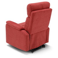 Poltrona relax elettrica Denver per anziani, 2 motori, 2 ruote, reclinazione e alzapersona, sponde estraibili, doppia pediera estensibile, colore Rosso
