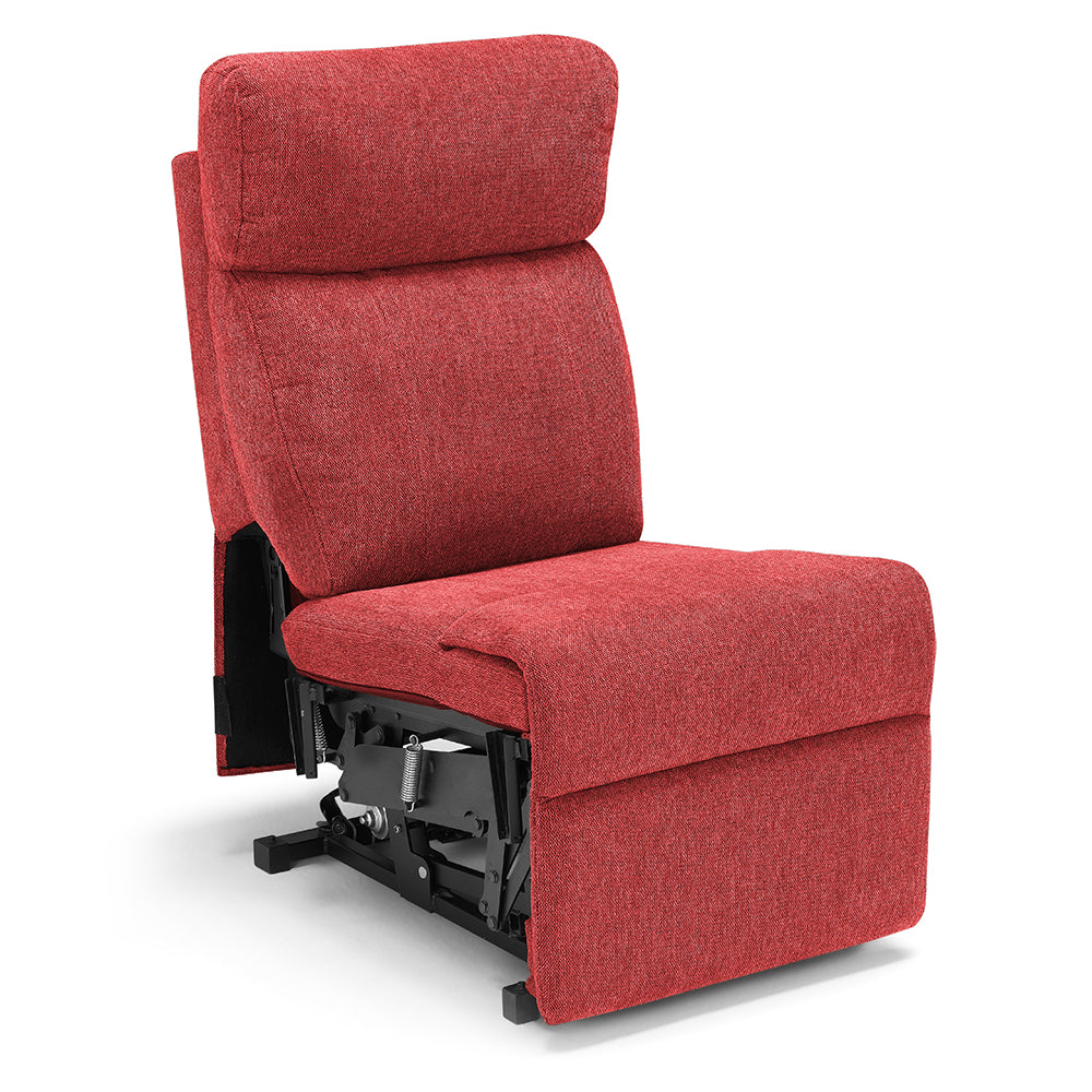 Poltrona relax elettrica Denver per anziani, 2 motori, 2 ruote, reclinazione e alzapersona, Kit batteria, sponde estraibili, doppia pediera estensibile, colore Rosso