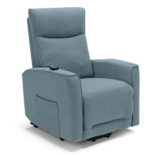 Poltrona relax elettrica LONDRA per anziani, 2 motori, 2 ruote posteriori, sistema reclinazione e alzapersona, tessuto idrorepellente , colore Carta da Zucchero