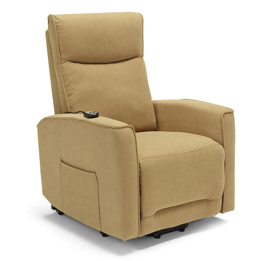 Poltrona relax elettrica LONDRA per anziani, 2 motori, 2 ruote posteriori, sistema reclinazione e alzapersona, tessuto idrorepellente , colore Senape