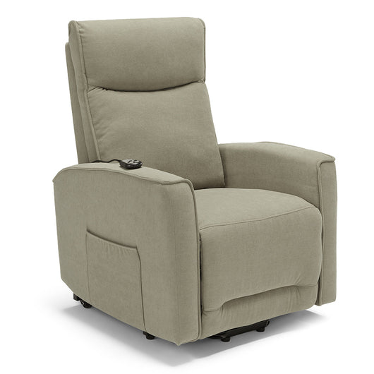 Poltrona relax elettrica LONDRA per anziani, 2 motori, 2 ruote posteriori, Kit Batteria, sistema reclinazione e alzapersona, tessuto idrorepellente, colore Tortora