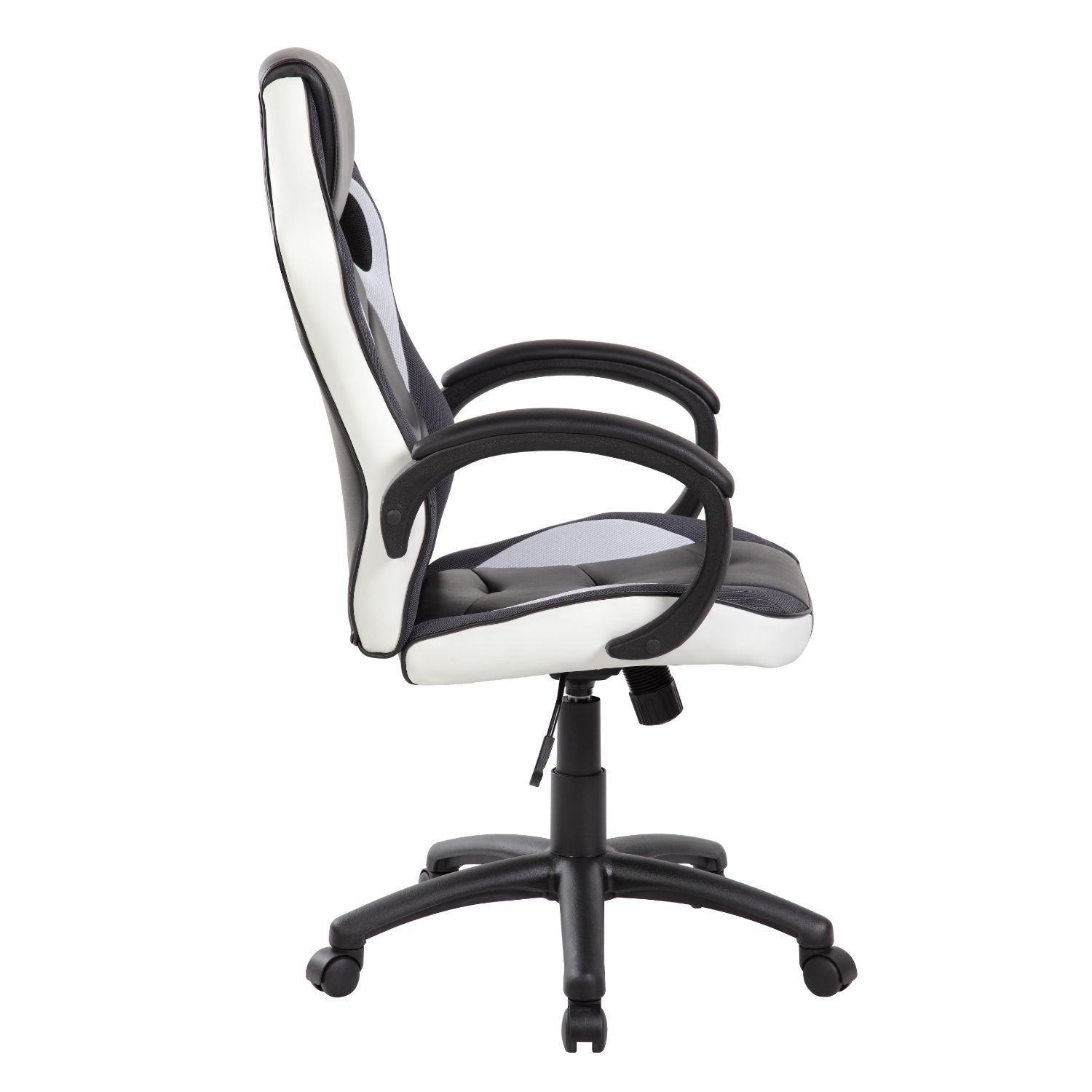 Poltrona gaming girevole con ruote e braccioli nero bianco Gerep Troy