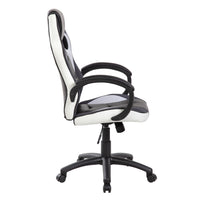 Poltrona gaming girevole con ruote e braccioli nero bianco Gerep Troy