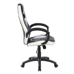 Poltrona gaming girevole con ruote e braccioli nero bianco Gerep Troy