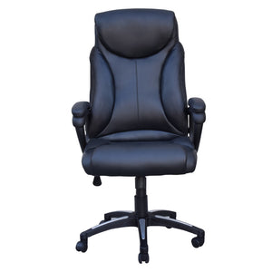 Poltrona ufficio casa girevole con ruote e braccioli in ecopelle nera Potres Adelle