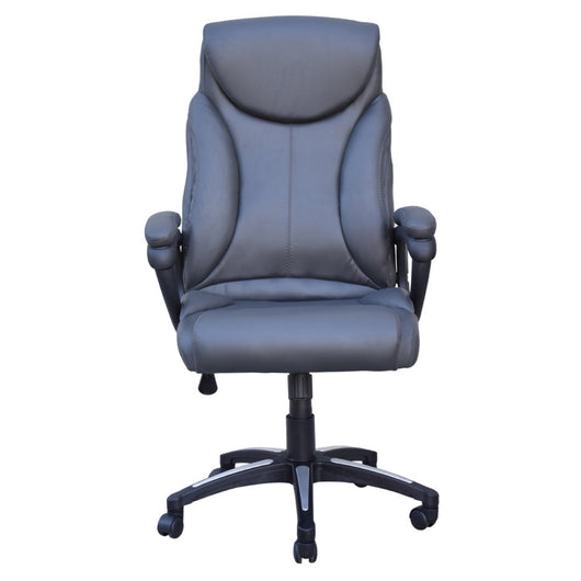 Poltrona ufficio casa girevole con ruote e braccioli in ecopelle grigio Potres Adelle