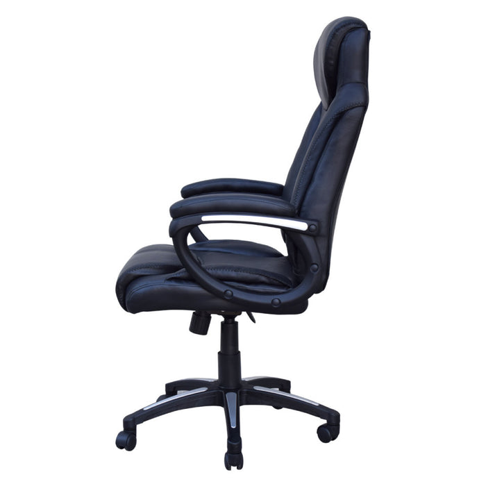 Poltrona ufficio casa girevole con ruote e braccioli in ecopelle nera Potres Adelle