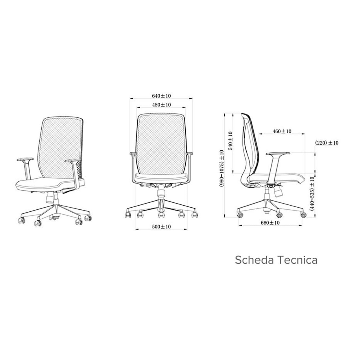 Poltrona ufficio casa girevole con ruote e braccioli in nylon nera Potres Alaina