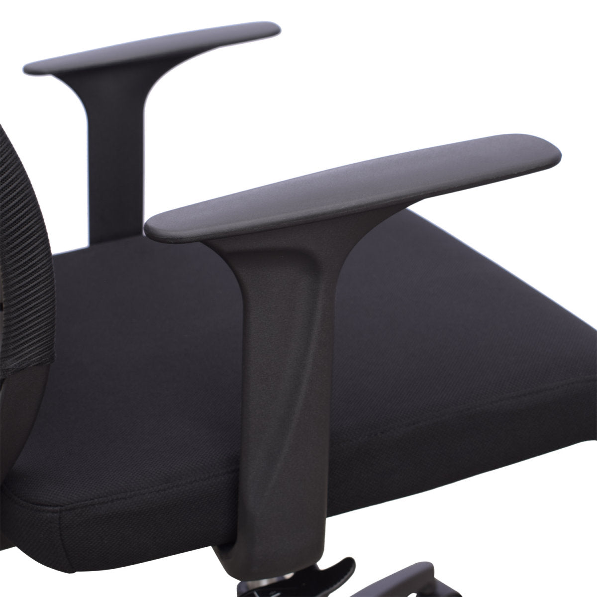 Poltrona ufficio casa girevole con ruote e braccioli in nylon nera Potres Ada