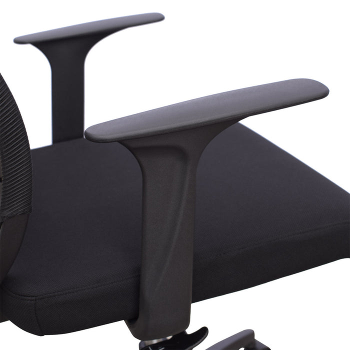 Poltrona ufficio casa girevole con ruote e braccioli in nylon nera Potres Ada