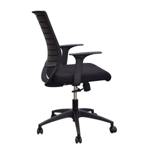 Poltrona ufficio casa girevole con ruote e braccioli in nylon nera Potres Ada