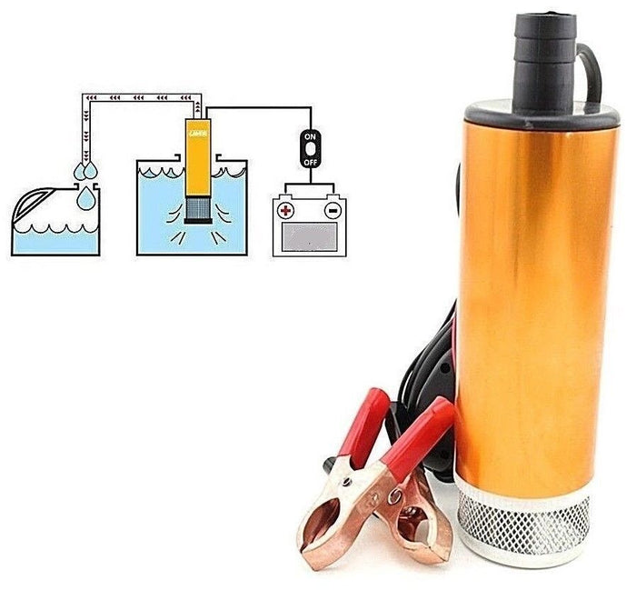Pompa Travaso Elettrica sommersa aspira Carburante ACQUA OLIO 12V AUTO BARCA