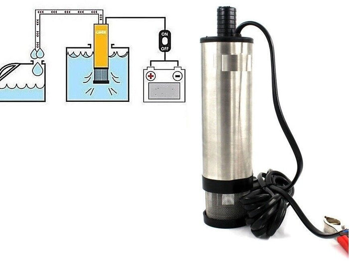 Pompa Travaso Elettrica sommersa aspira Carburante ACQUA OLIO 12V AUTO BARCA